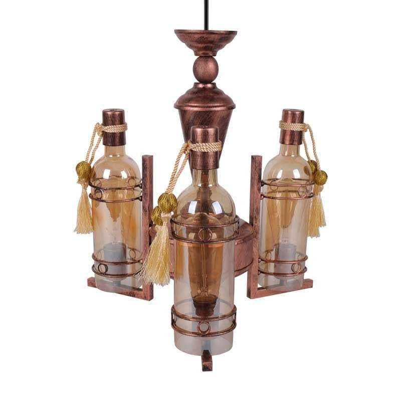 Industrial Farmhouse Metal Bottle Chandelier - Copper media 4