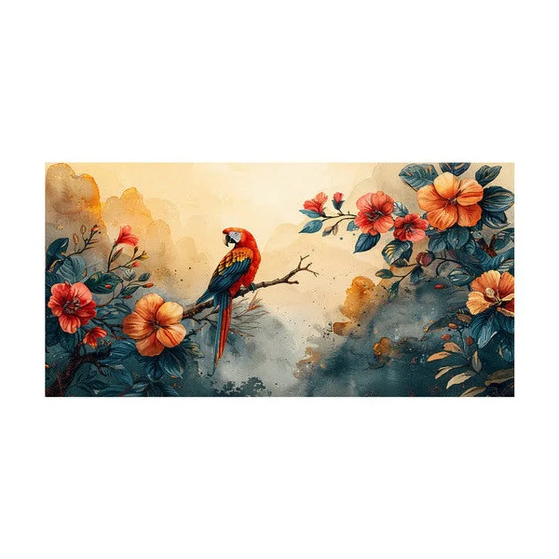 Tropical Parrot and Flowers Wall Painting media 4