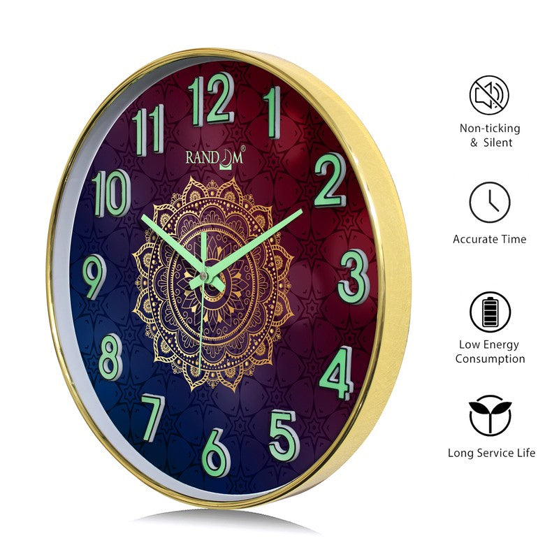 Mandala Round Floral Plastic Wall Clock - Purple media 7