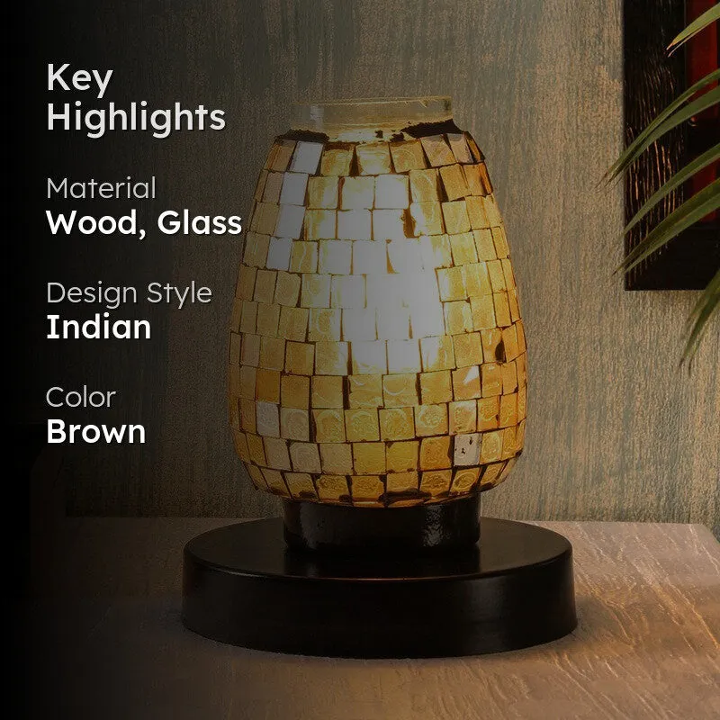 Prismlume Mosaic Glass Table Lamp With Wooden Base media 2