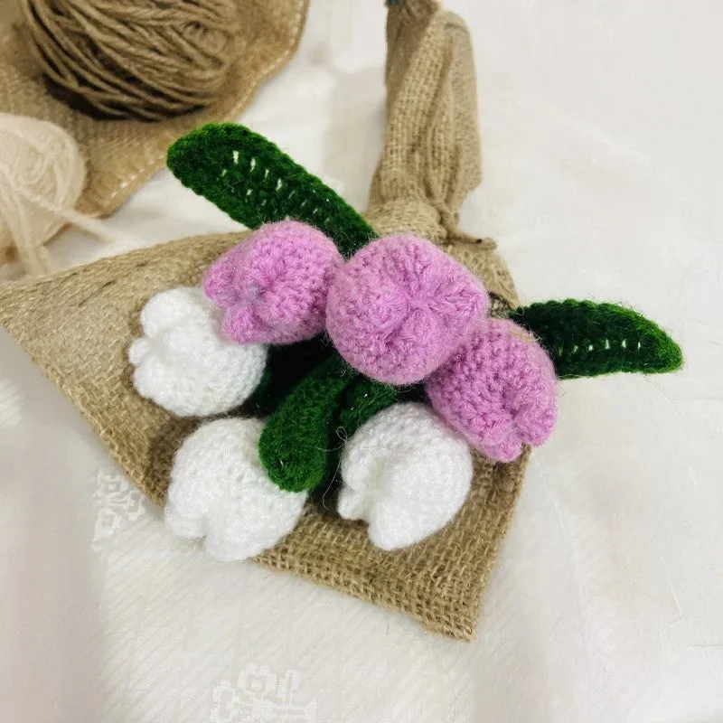 Crochet Handmade Rose Bouquet (Purple,White) - Set Of Six media 6
