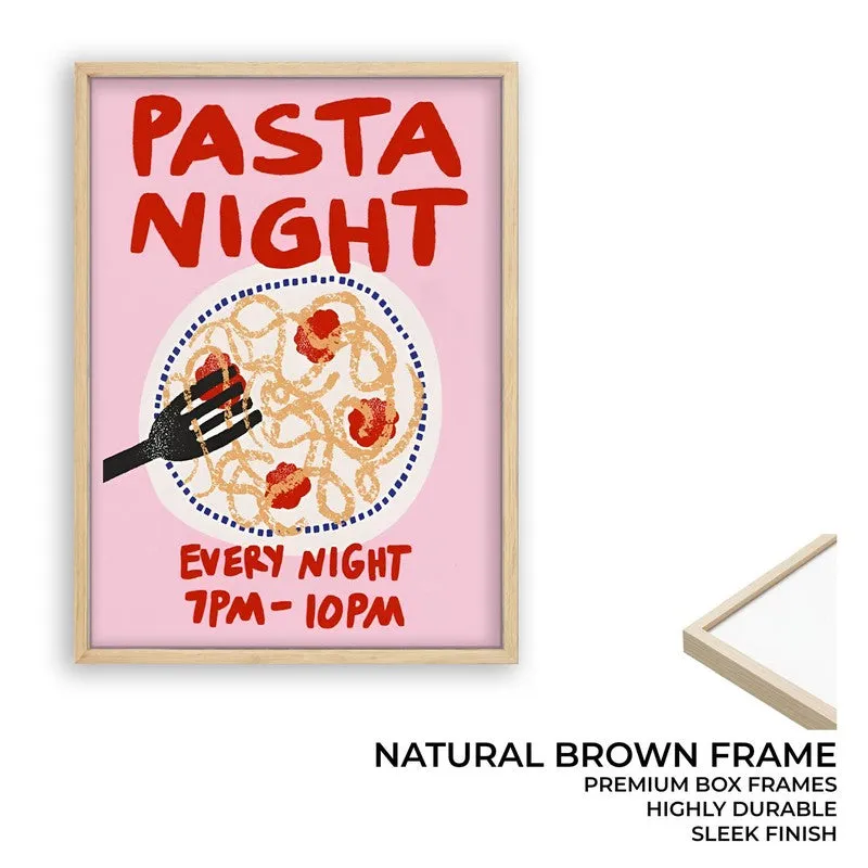 Pasta Night Archival Canvas Wall Art - Brown media 10
