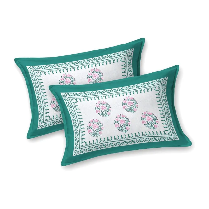 Vinera Cotton Bedsheet (Green,Pink,White) - 240 TC media 4