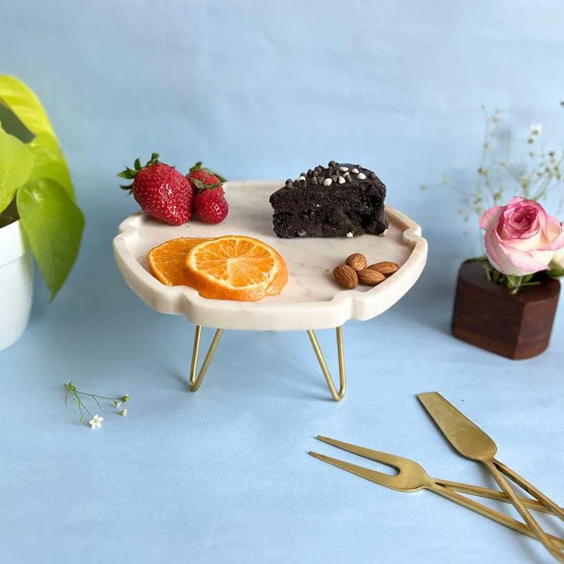 Norris Hexa Handcrafted Marble Cake Stand media 1