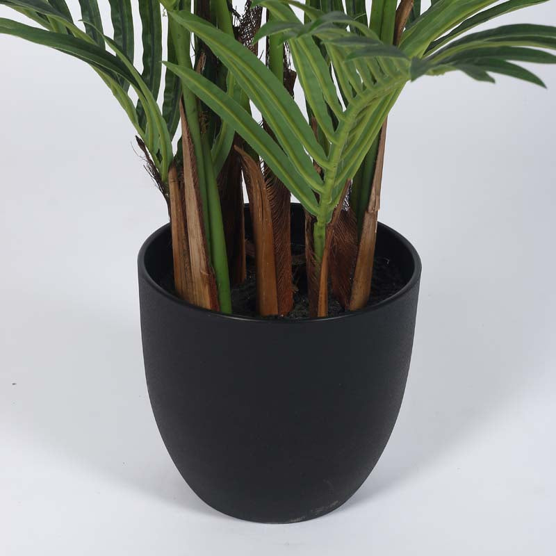 Faux Lush Palm Plant With Black Plastic Pot -  4 Feet media 5