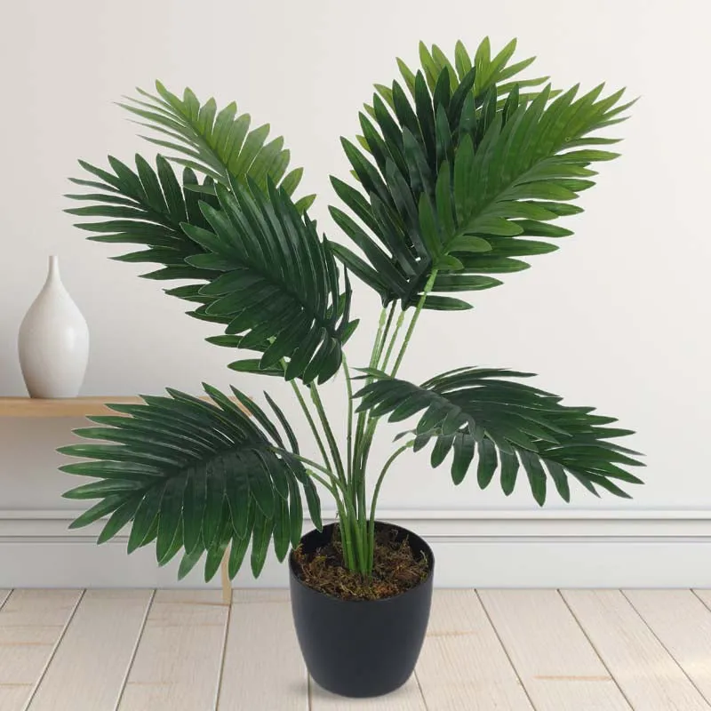 Faux Lush Areca Plam Plant With Black Plastic Pot - 1.8 Feet media 2