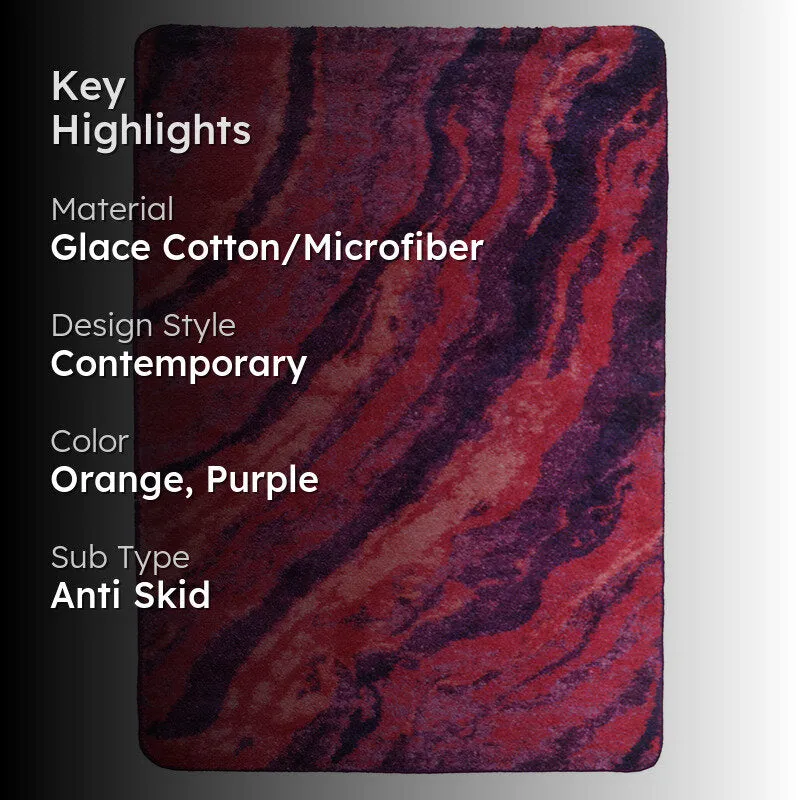 Brenna Abstract Micro Fiber Area Rug - Purple & Orange media 2