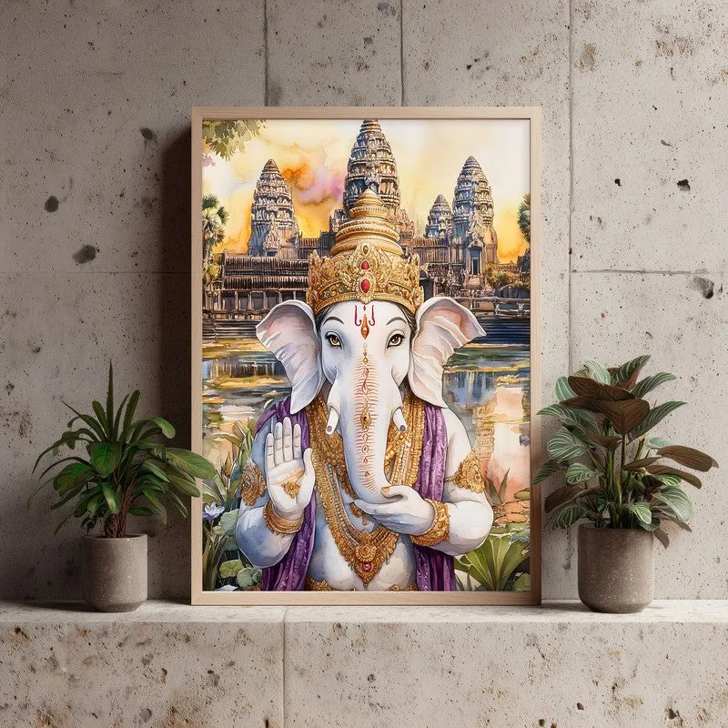 Mangalamurti Spiritual Archival Paper Wall Painting - Natural Brown Frame media 3