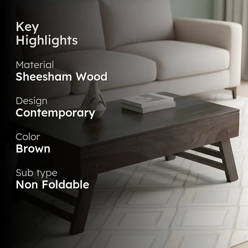 Arvion Sheesham Wooden Center Table - Dark Brown media 2