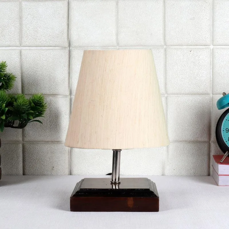Niksha Basic Fabric Table Lamp - White,Brown media 3