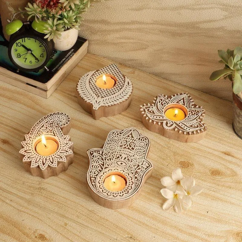 Ethnic Grove Tealight Candle Holder - Set Of Four media 1