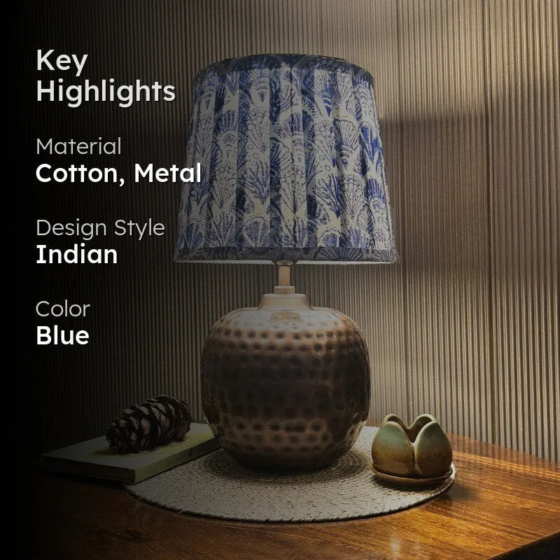 Indigo Tide Metal Base Cotton Table Lamp - Blue media 2