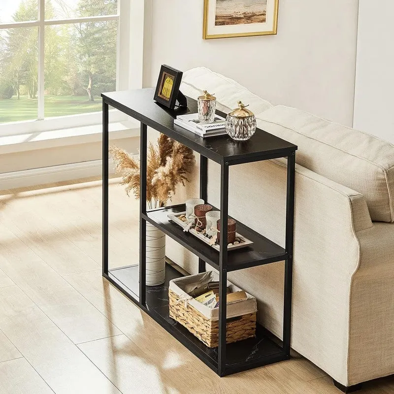 Stylish Sidekick Metal Console Table with Marble Top - Small media 5