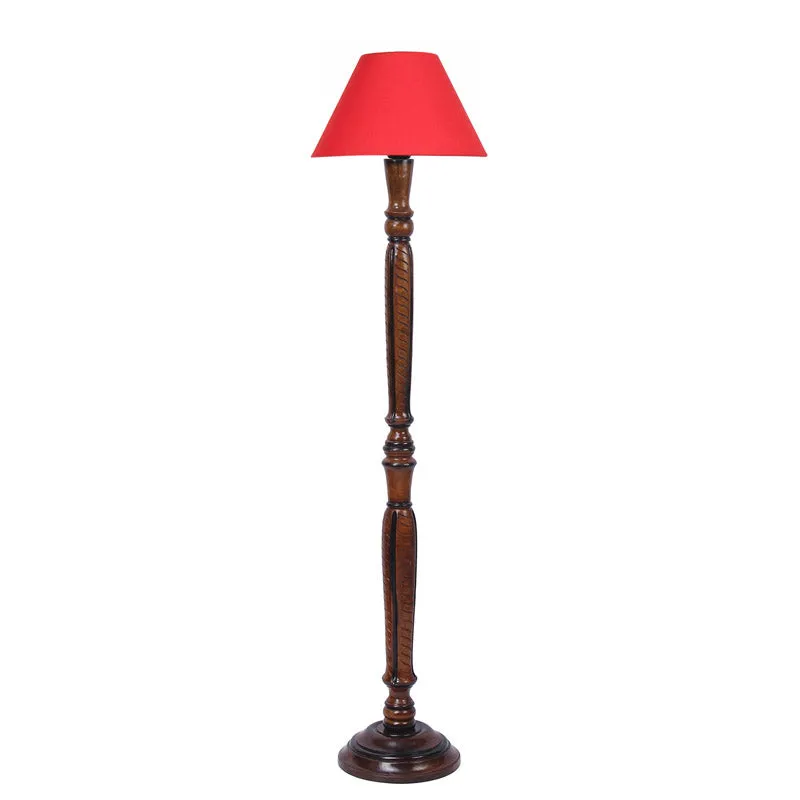 Hima Vintage Wooden Floor Lamp - Red media 4