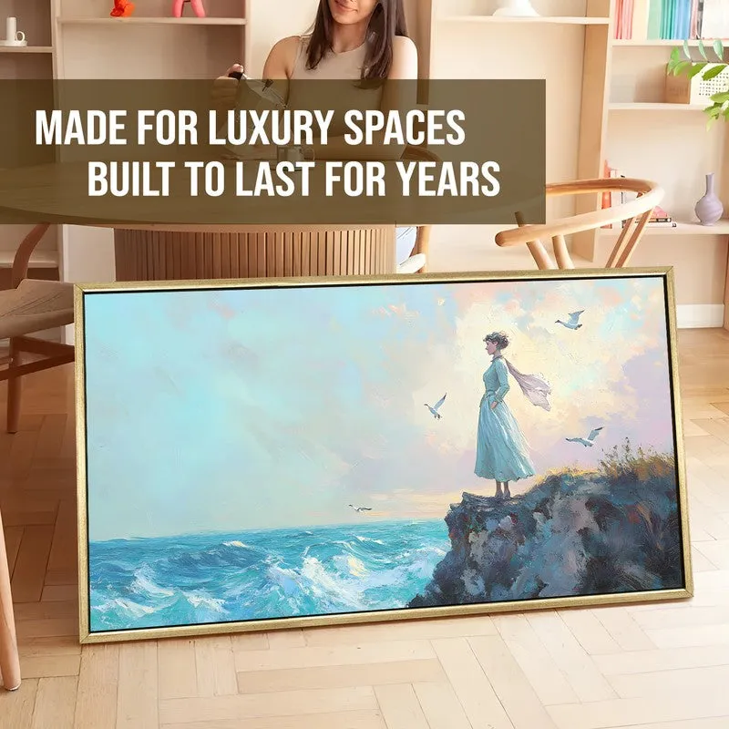 Cliffside Reverie Canvas Wall Painting With Frame media 5