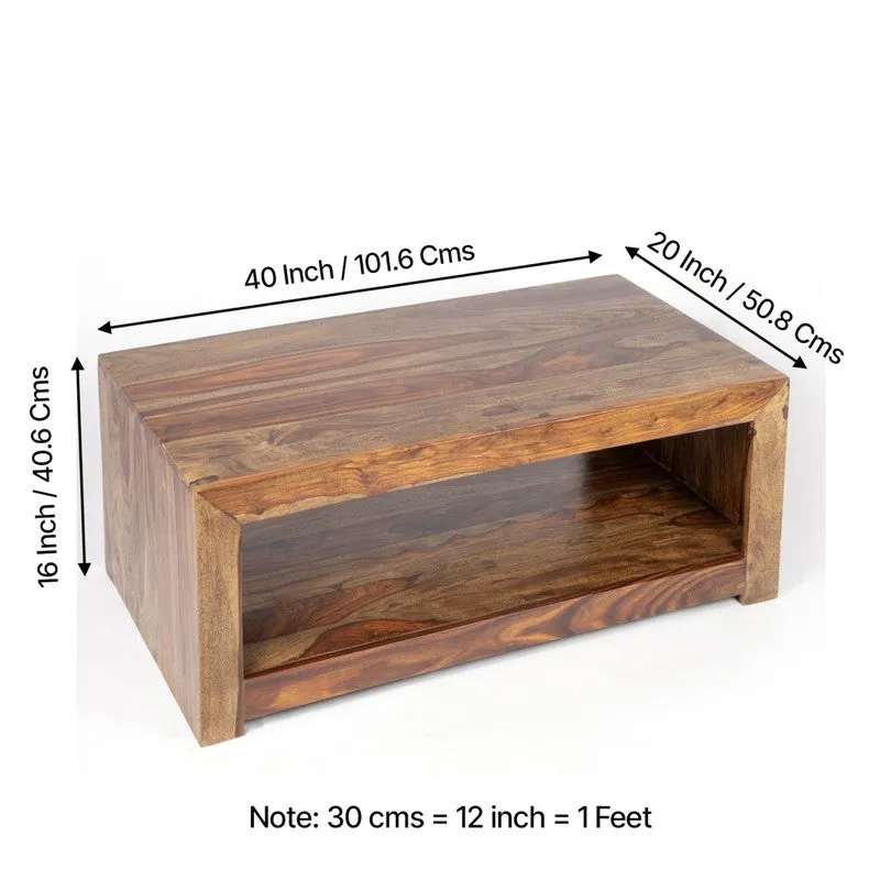 Borvon Sheesham Wooden Center Table - Light Brown media 10