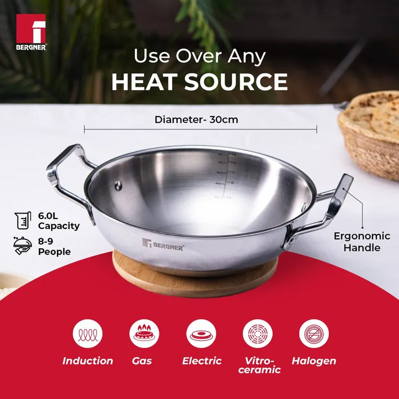 Bergner Induction Safe Deep Kadhai With Lid - 5000 mL media 4