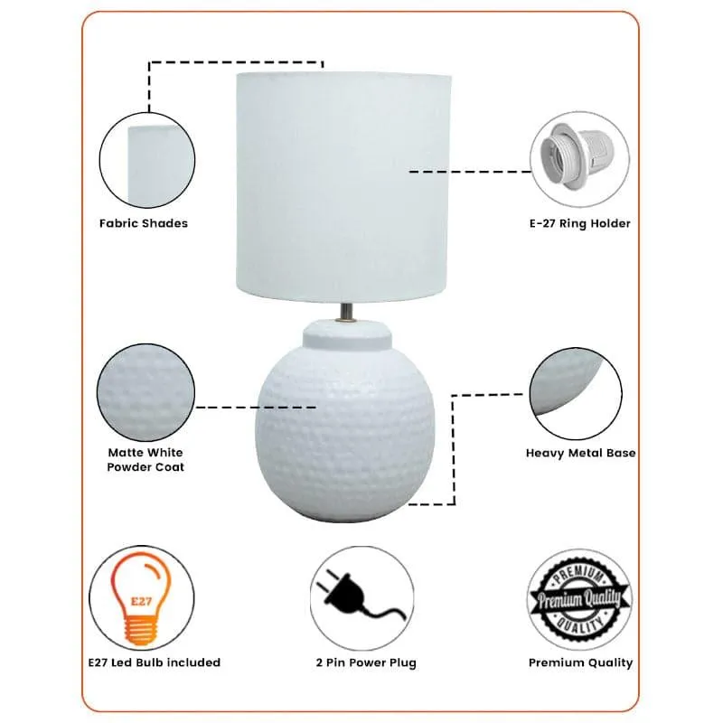 Asteria Pastha Fabric Table Lamp - White media 3