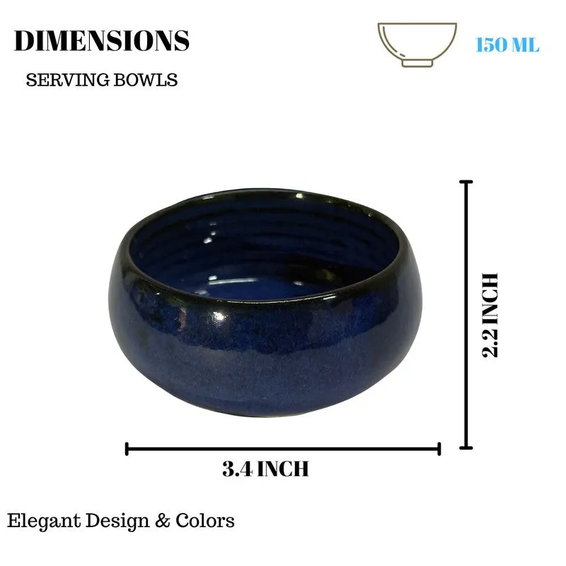 Nocturne Handcrafted Ceramic Dip Bowls (Blue,150 mL) - Set Of Four media 6