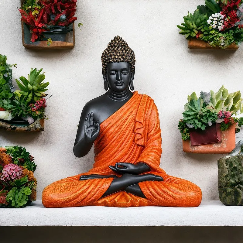 Divine Stillness Buddha Marble Idol - Orange media 1