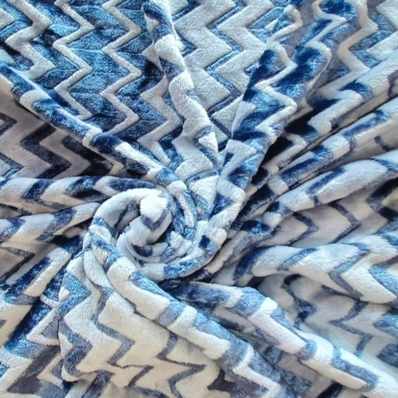 Waveora Striped Woolen Blanket (Blue) - 350 GSM media 4
