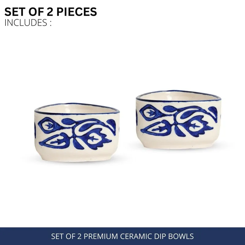 Dippure Ceramic Dip Bowls (Blue,White ,40 mL Each) - Set Of Two media 6