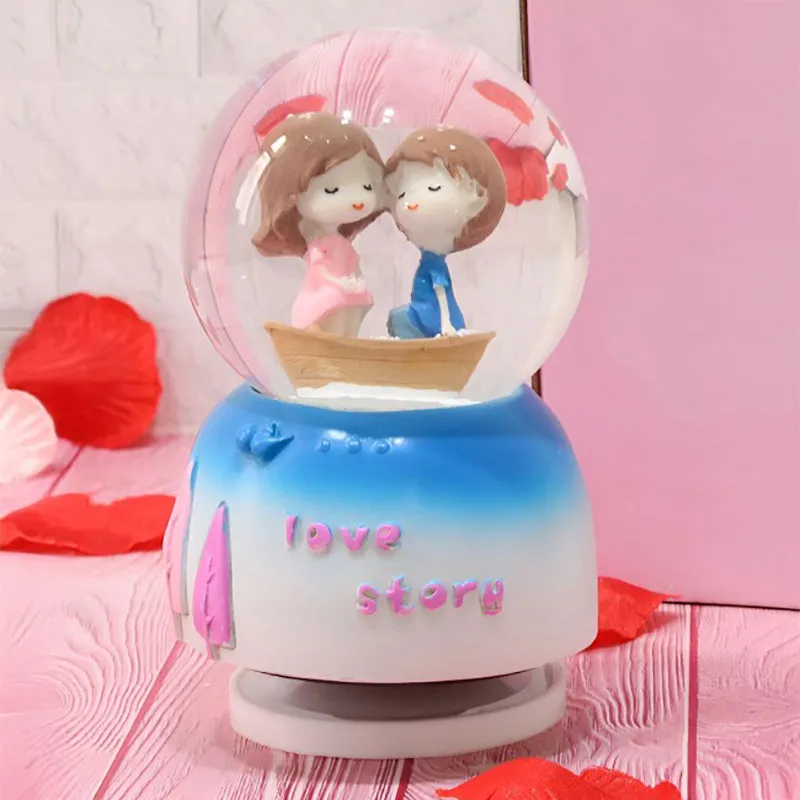 Frosty Romance Glass Snow Globe Showpiece media 1