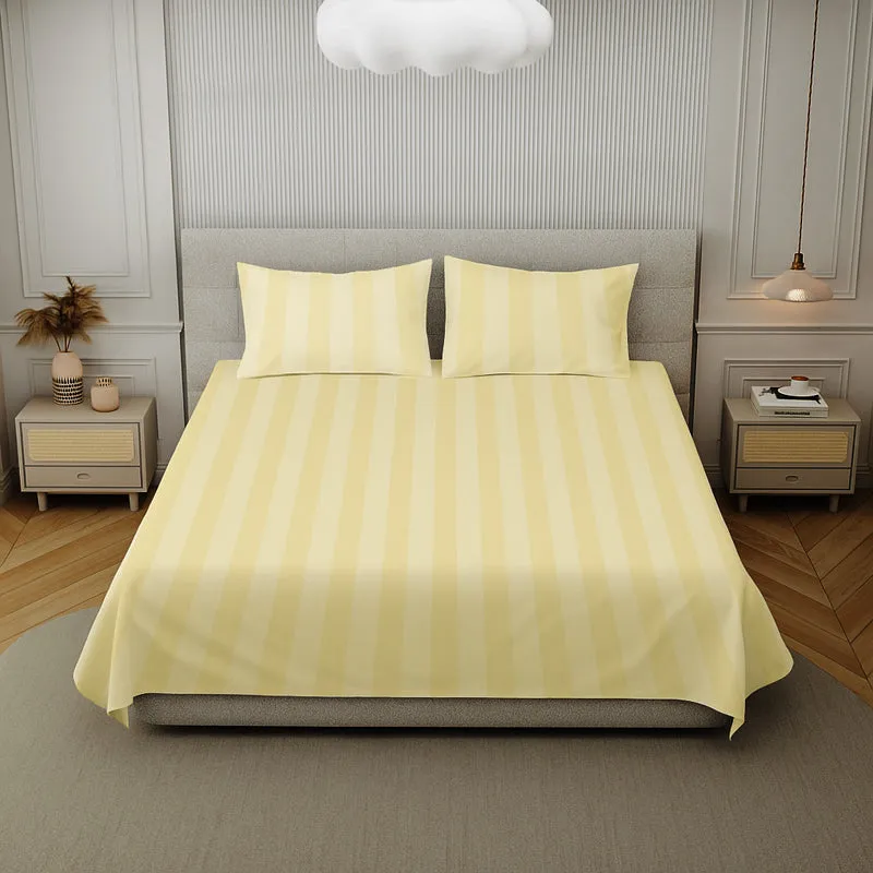 Elegance Striped Cotton Bedsheet (Off White) - 210 TC media 4
