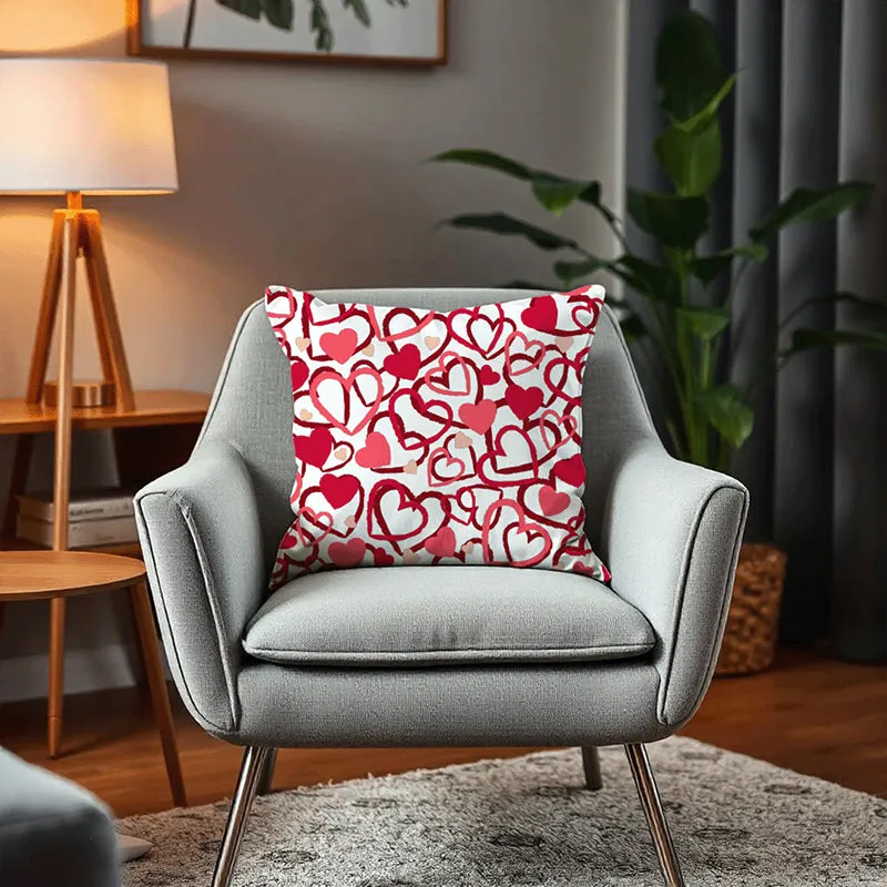 Heart Storm Printed Velvet Cushion Cover - Set Of Five media 6