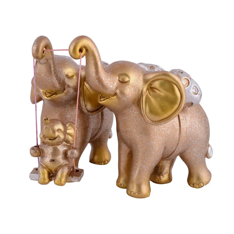 Tiny Tuskers Painted Polyresin Show Piece - Golden Brown media 4