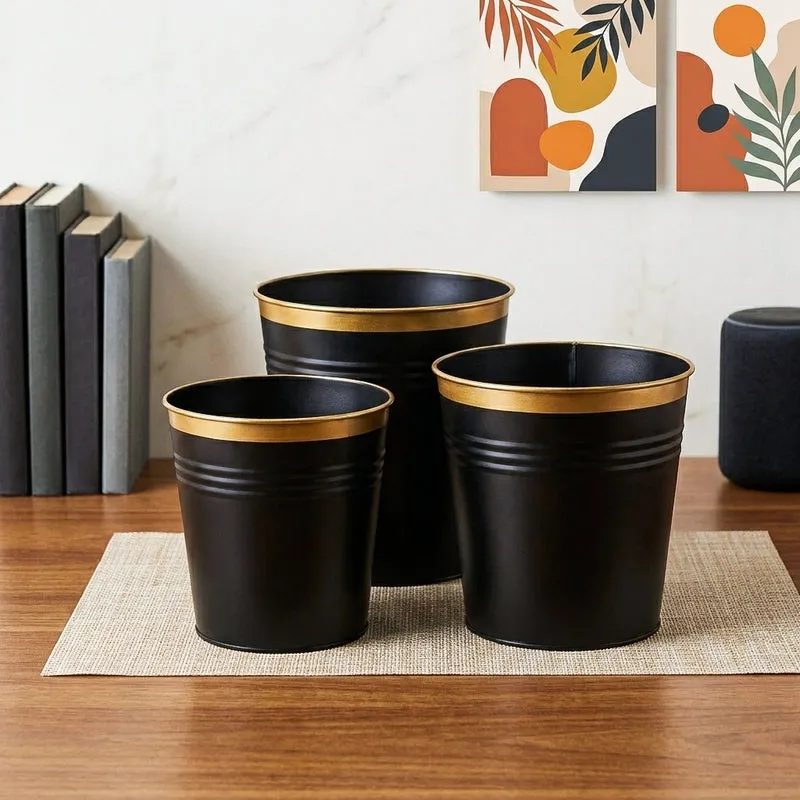 Elno Dola Planter (Black & Gold) - Set Of Three media 1