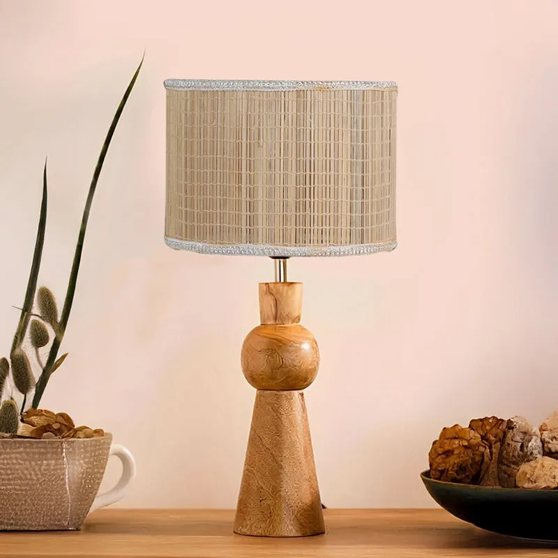 Angler Bamboo Wooden Table Lamp - Beige,Brown media 2