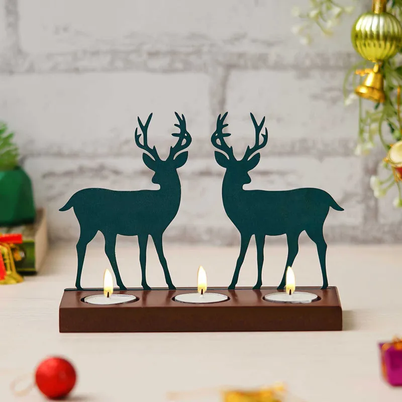 Blizten & Rudolph Wood Christmas Tea Light Holder - Green media 4