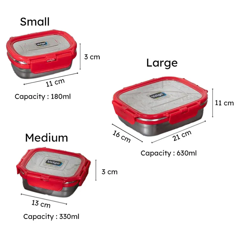 Savory Sam Red Lunch Box (550/300/150 mL) - Set of Three media 7