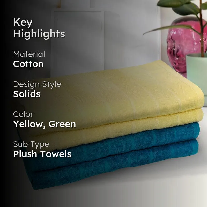 Sarda Bath Towel (Yellow & Dark Blue) - Set Of Four media 2