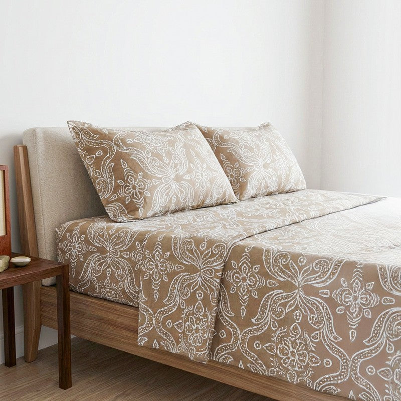 Mughal-E-Azam Cotton Bedsheet (Brown) - 180 TC media 3