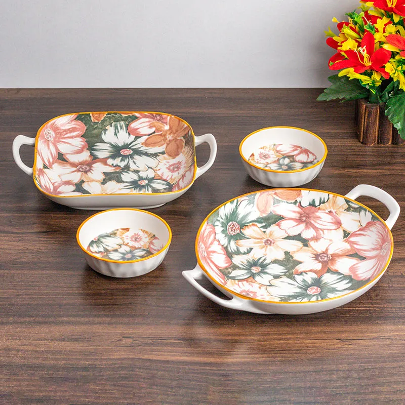 Golden Glow Porcelain Platter - Four Piece Set media 1