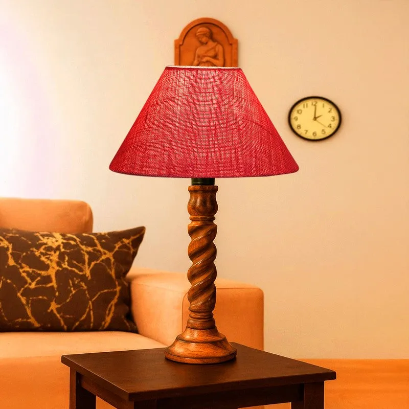 Elvane Zylo Wooden Table Lamp - Pink media 3