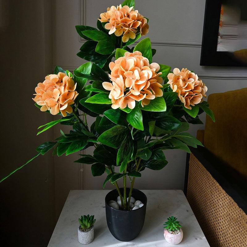 Faux Everlasting Hydrangea Plant With Black Plastic Pot (Bright Yellow) - 76 cm (2.5 ft) media 3