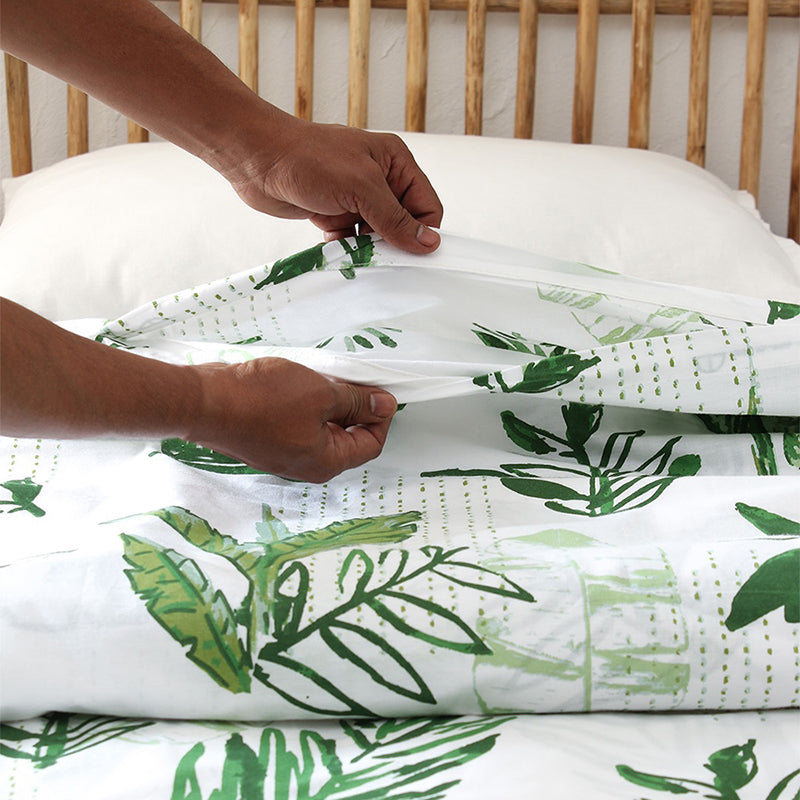 Autumn Florals Cotton Duvet Cover - Green media 5