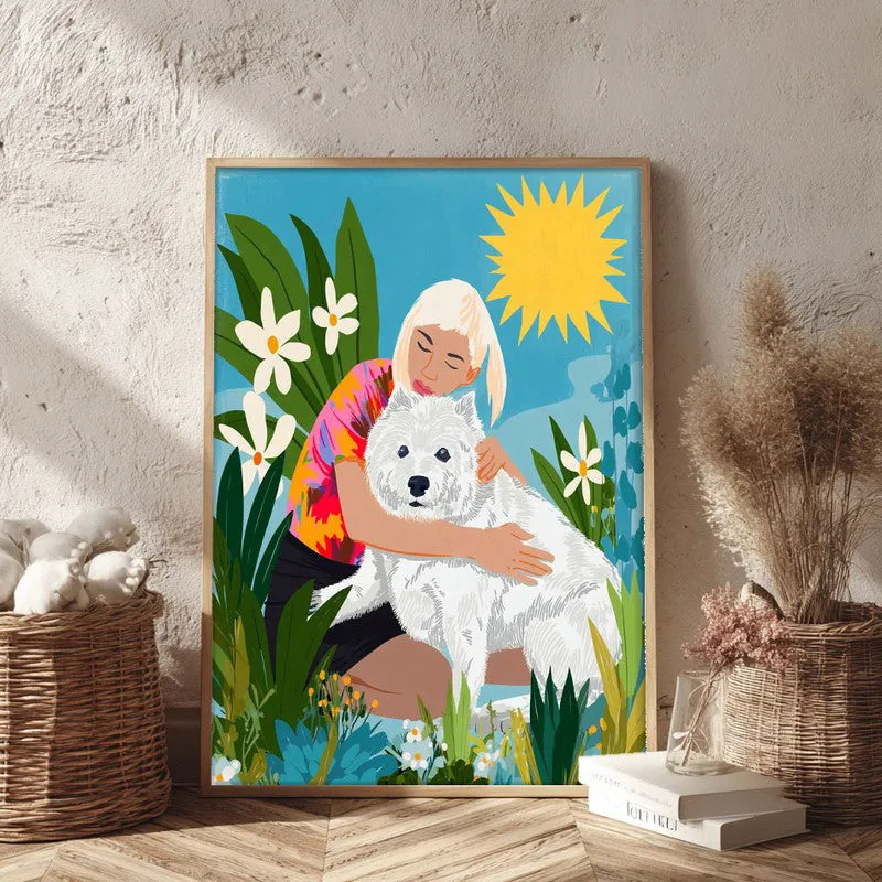 Sunlit Embrace Canvas Wall Painting - Brown Frame media 3