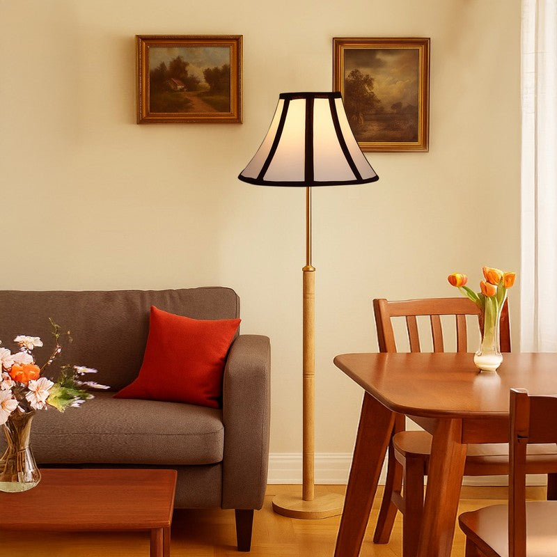 Soft Line Wooden Floor Lamp - White & Black