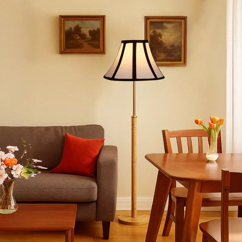 Soft Line Wooden Floor Lamp - White & Black media 1