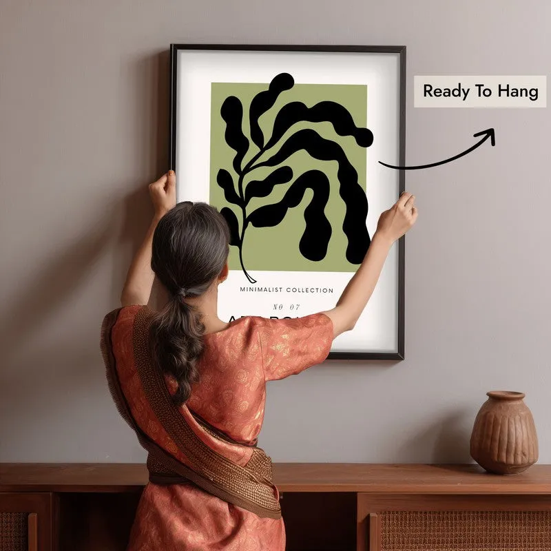 Boho Frond Canvas Wall Painting With Black Frame media 6
