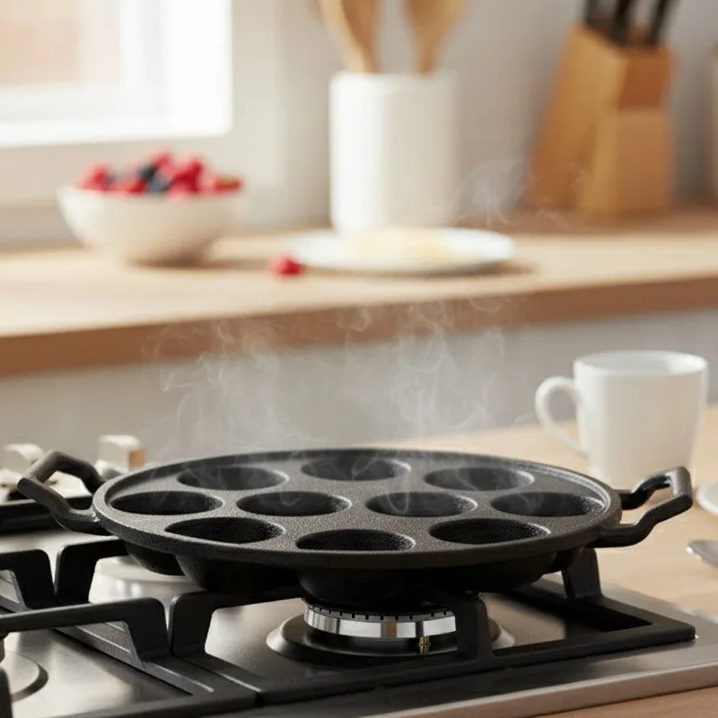Twinhold Round Cast Iron Paniyaram Pan media 1