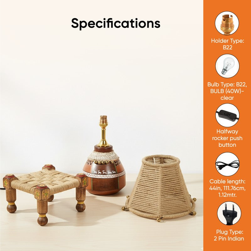 Giva Terracotta Table Lamp With Manji - Multicolor media 10