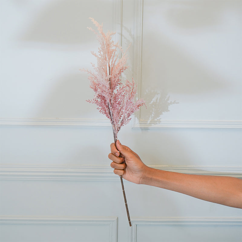 Faux Asparnagus Pampas Flower Stick (Pink) - 25 CM