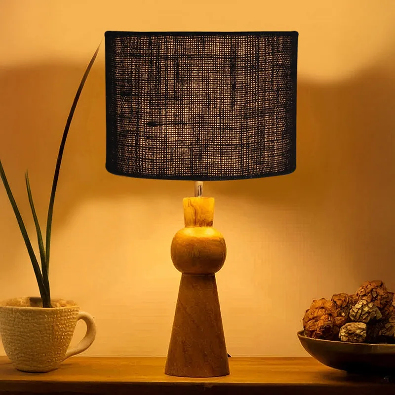 Angler Jute Wooden Table Lamp - Black,Brown media 1