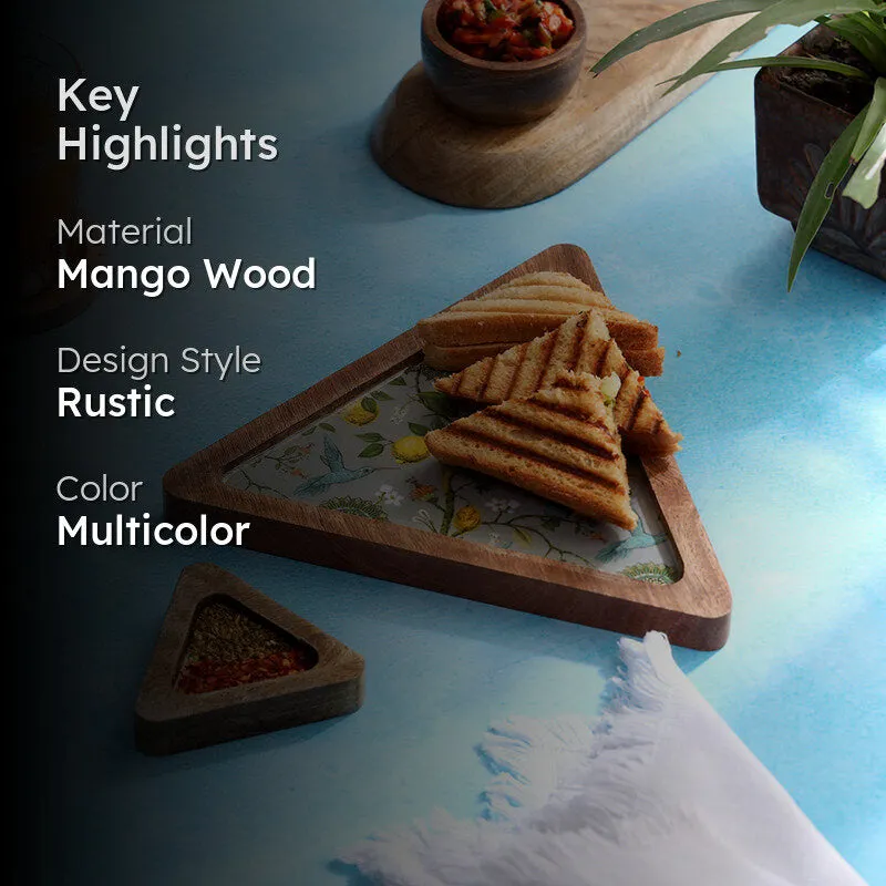 Art Traingular Chip & Dip Mango Wood Platter - Set of Two media 2
