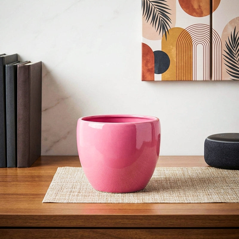 Ugaoo Natures Hum Ceramic Pot - Magenta - 5x5x5.5 Inches